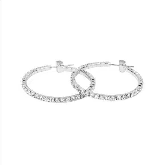 ✨Sparkling Silver Crystal Hoops✨ - Picture 2 of 3